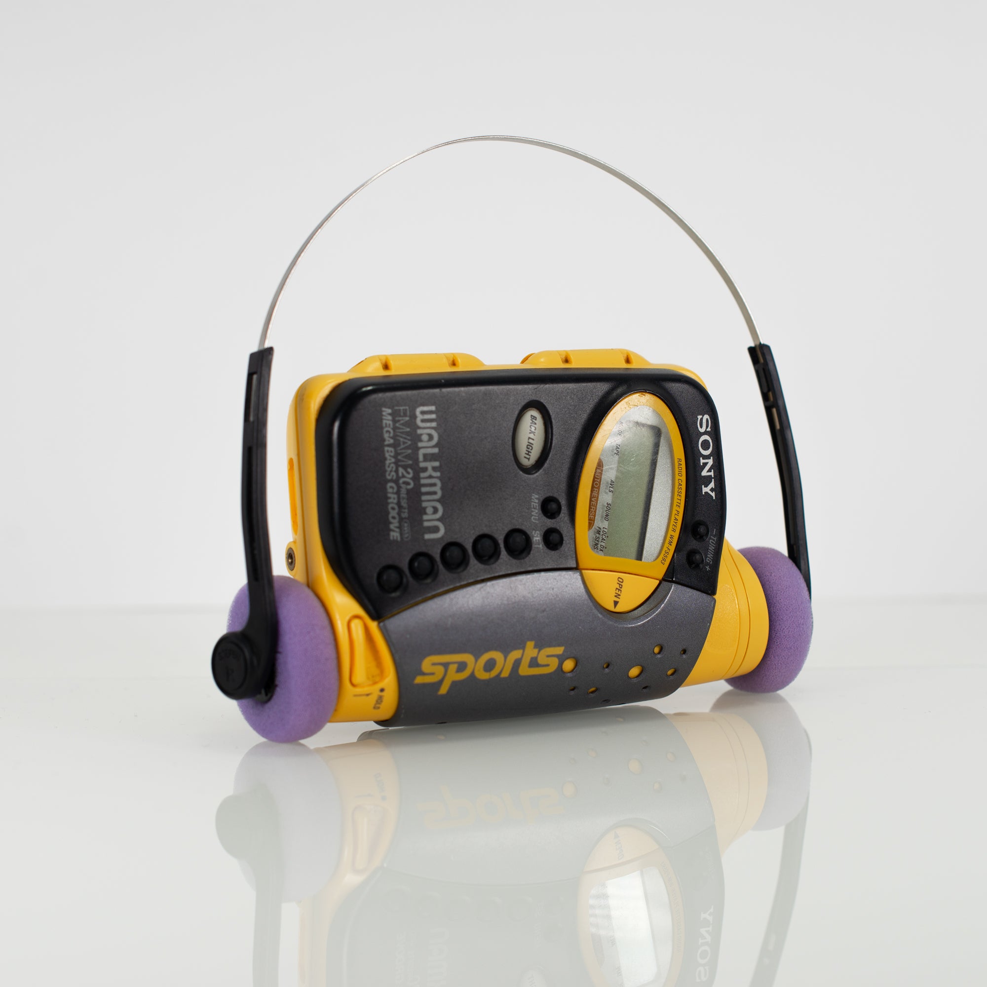 SONY SPORTS WALKMAN WM-FS593 YELLOW AM/FM PORTABLE CASSETTE PLAYER ...